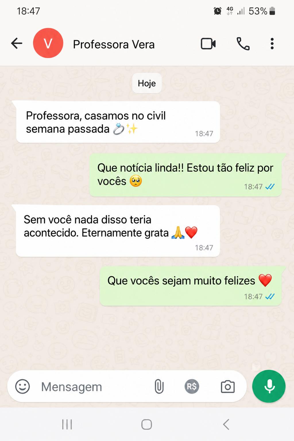 Depoimento real recebido pelo WhatsApp de Beatriz Oliveira